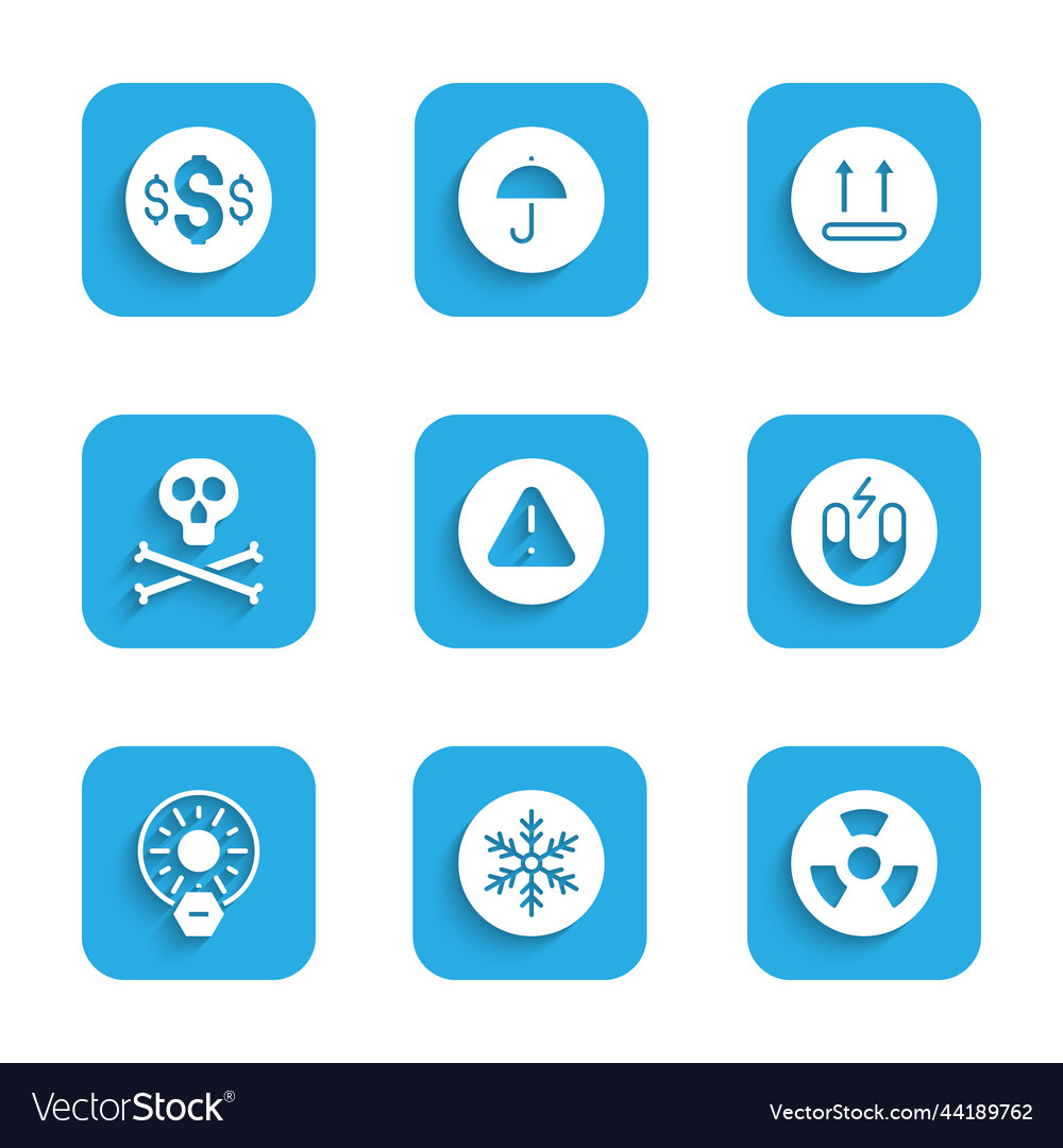 Set exclamation mark in triangle snowflake vector image Set exclamation mark in triangle snowflake