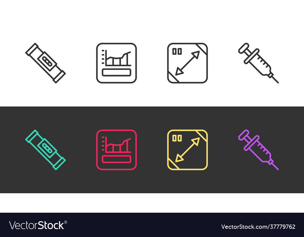 Set line construction bubble level graph vector image Set line construction bubble level graph