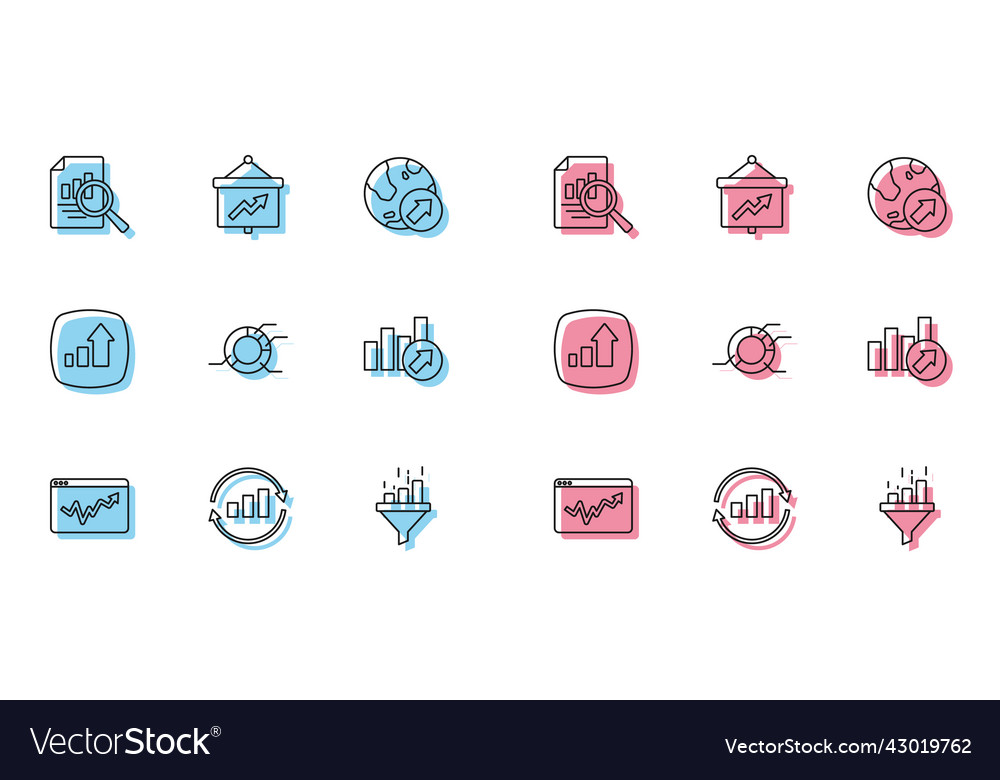 Set line graph chart infographic document vector image Set line graph chart infographic document