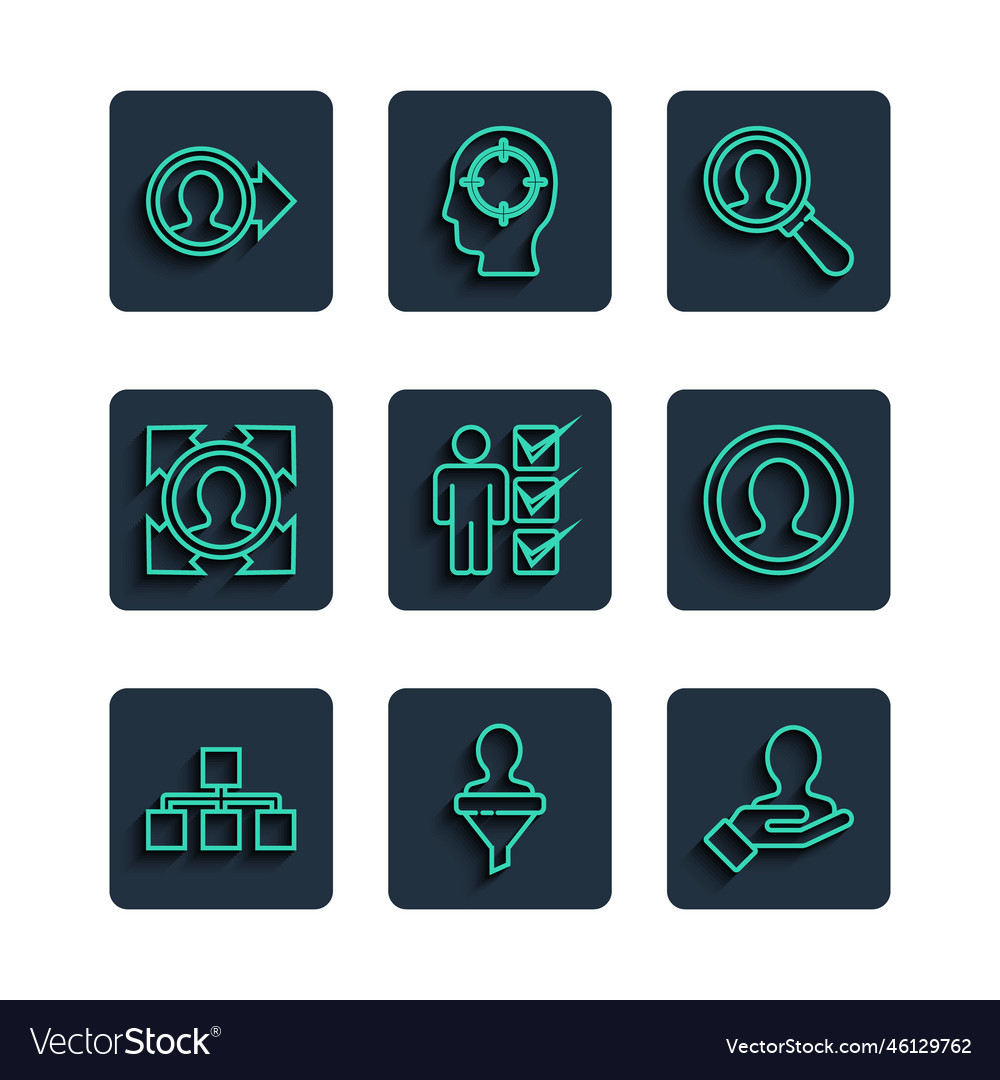 Set line hierarchy organogram chart head hunting vector image Set line hierarchy organogram chart head hunting
