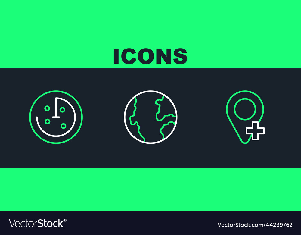 Set line location radar with targets monitor vector image Set line location radar with targets monitor