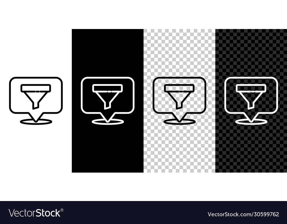 Set line location with sales funnel icon isolated vector image Set line location with sales funnel icon isolated