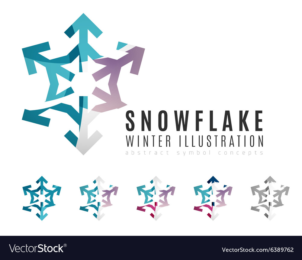 Set of abstract colorful snowflake logo icons