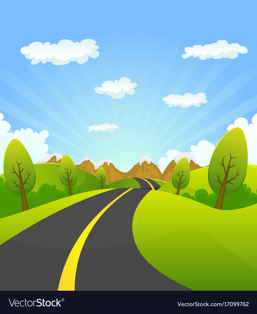 Spring or summer road to mountain Royalty Free Vector Image