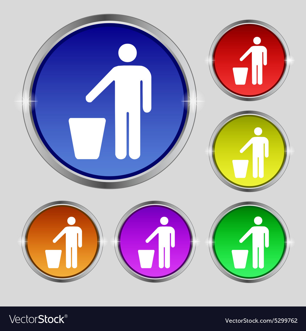 Throw away the trash icon sign Round symbol on Vector Image