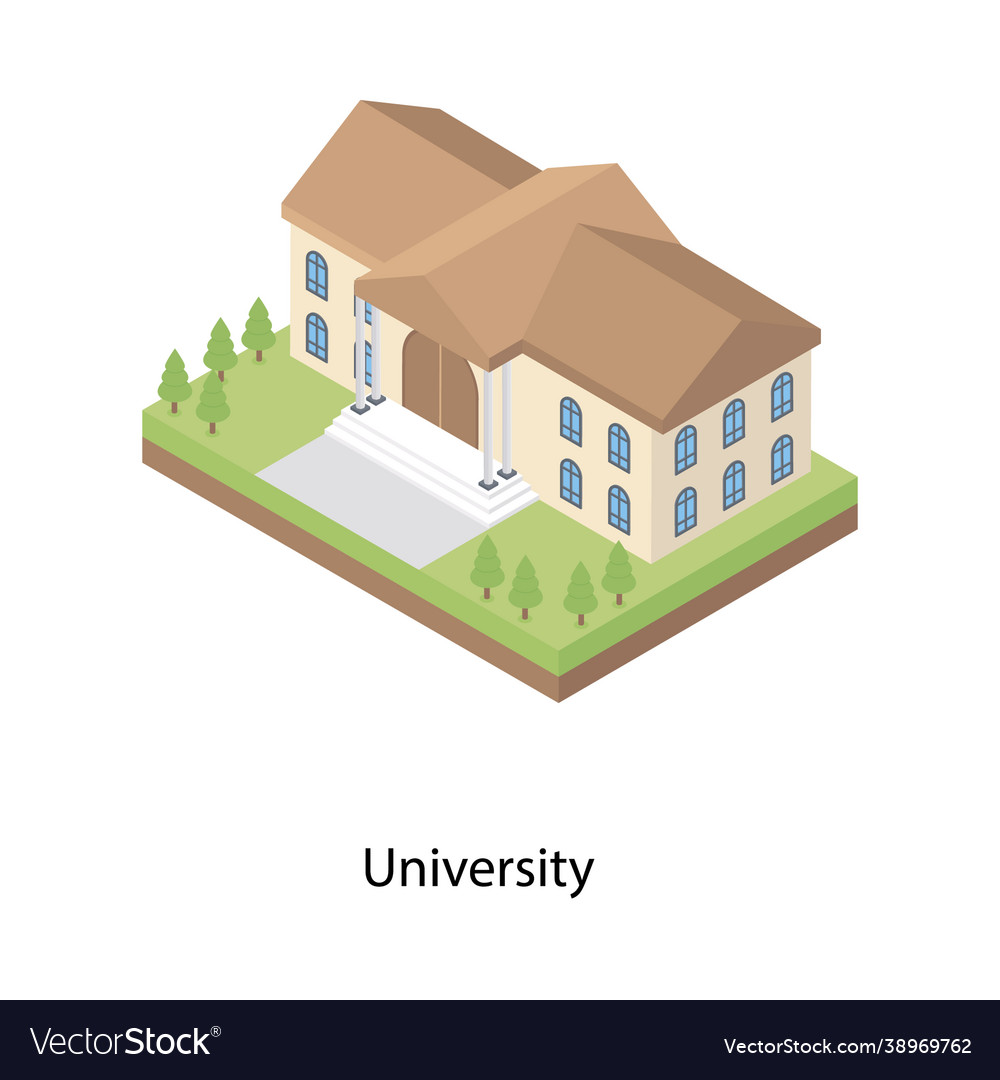 University exterior building Royalty Free Vector Image