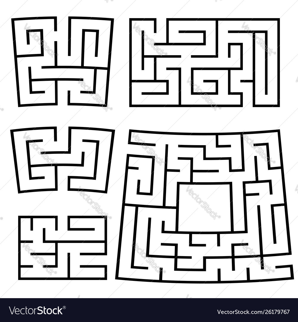 A set square and rectangular labyrinths vector image A set square and rectangular labyrinths