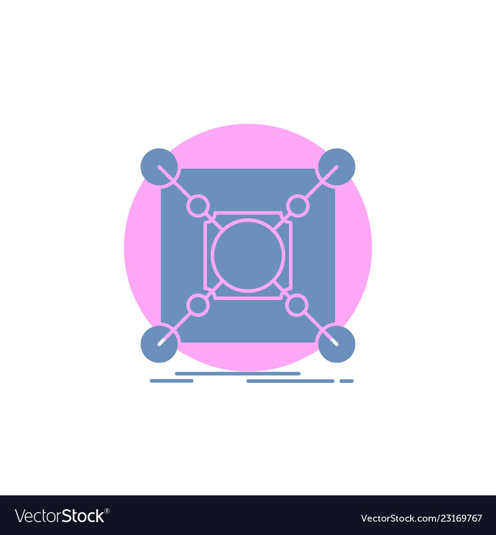 Base center connection data hub glyph icon vector image Base center connection data hub glyph icon
