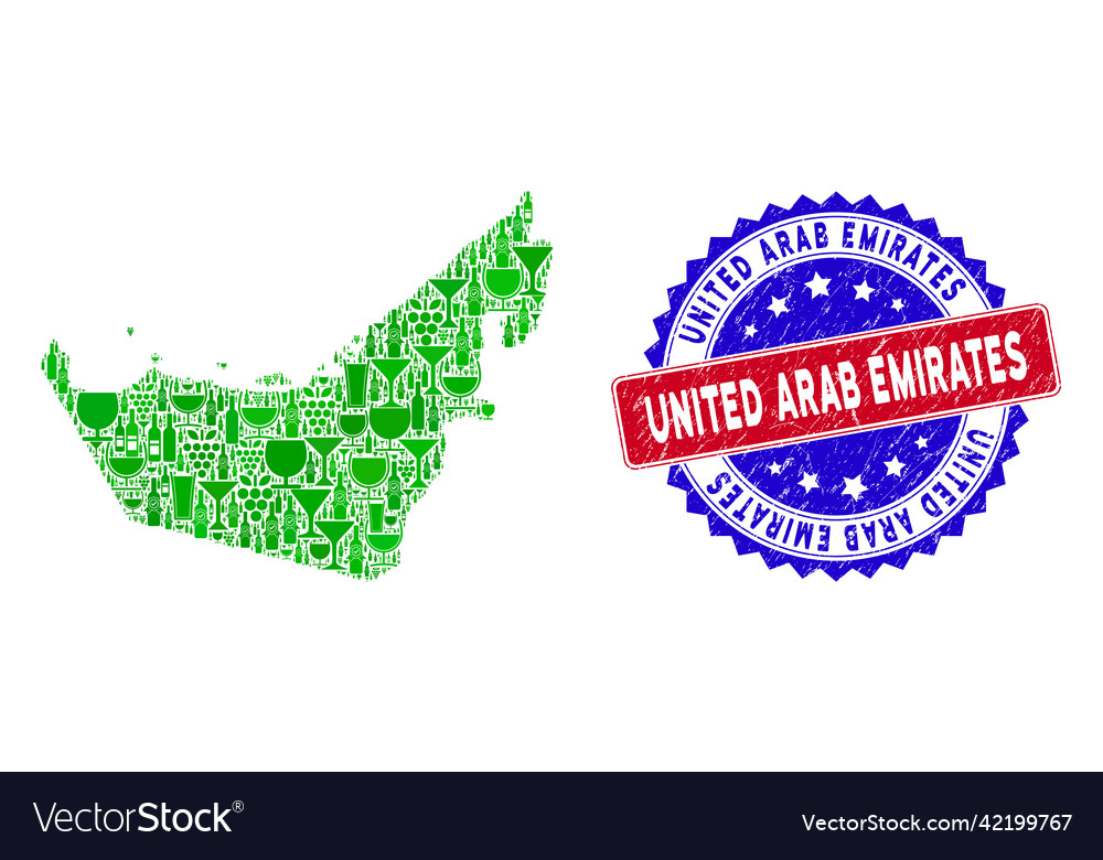 Bicolor united arab emirates scratched rubber