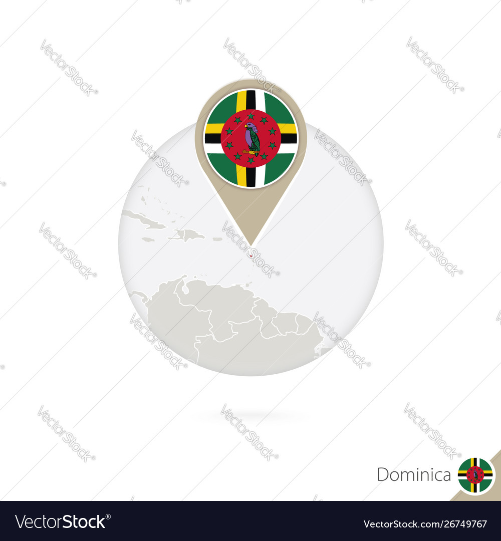 Dominical map and flag in circle dominica