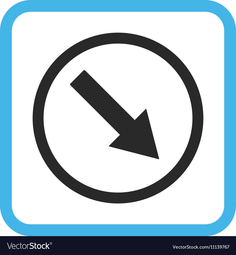 Down-right rounded arrow icon in a frame