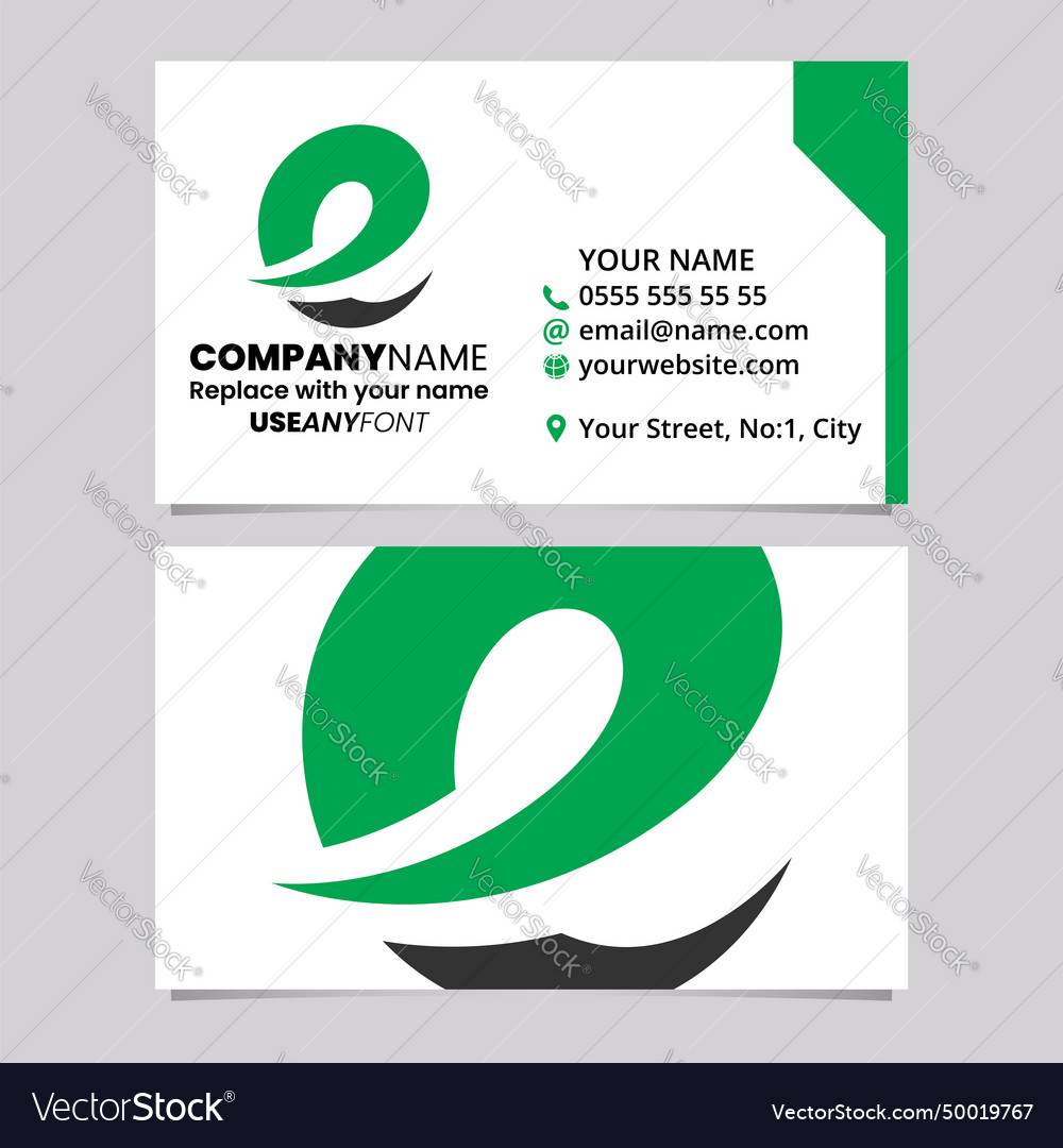 Green and black business card template with soft