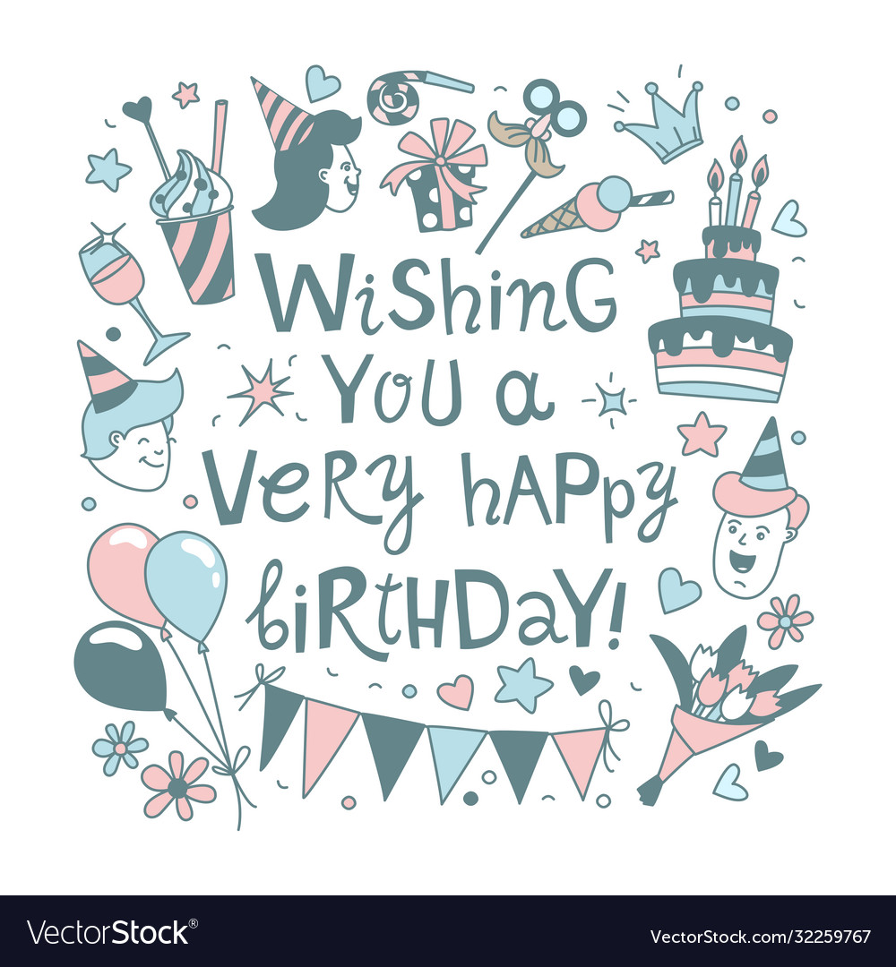 Happy birthday lettering calligraphy phrase Vector Image