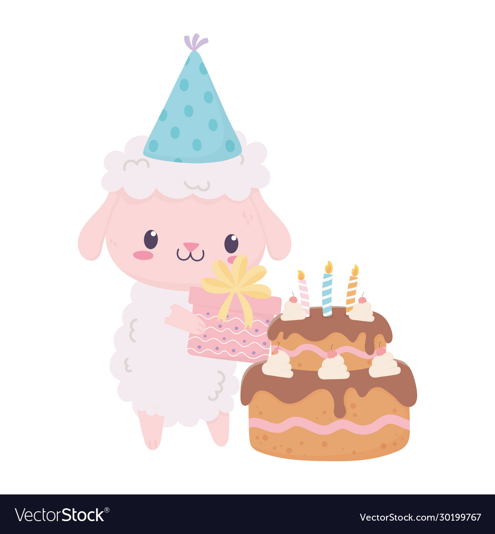 Happy birthday sheep gift cake celebration