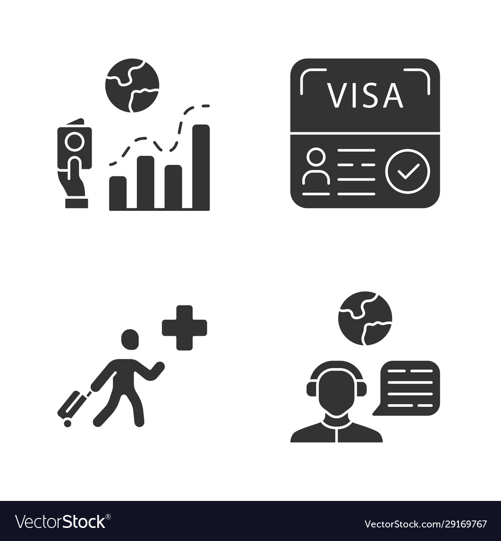 Immigration Glyph Icons Set Migration Rate Visa Vector Image