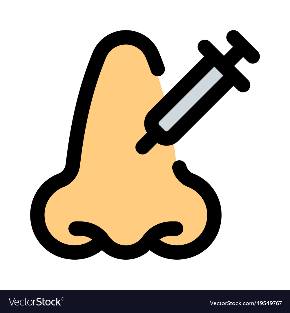 Local anesthesia injection short applied for nose Vector Image