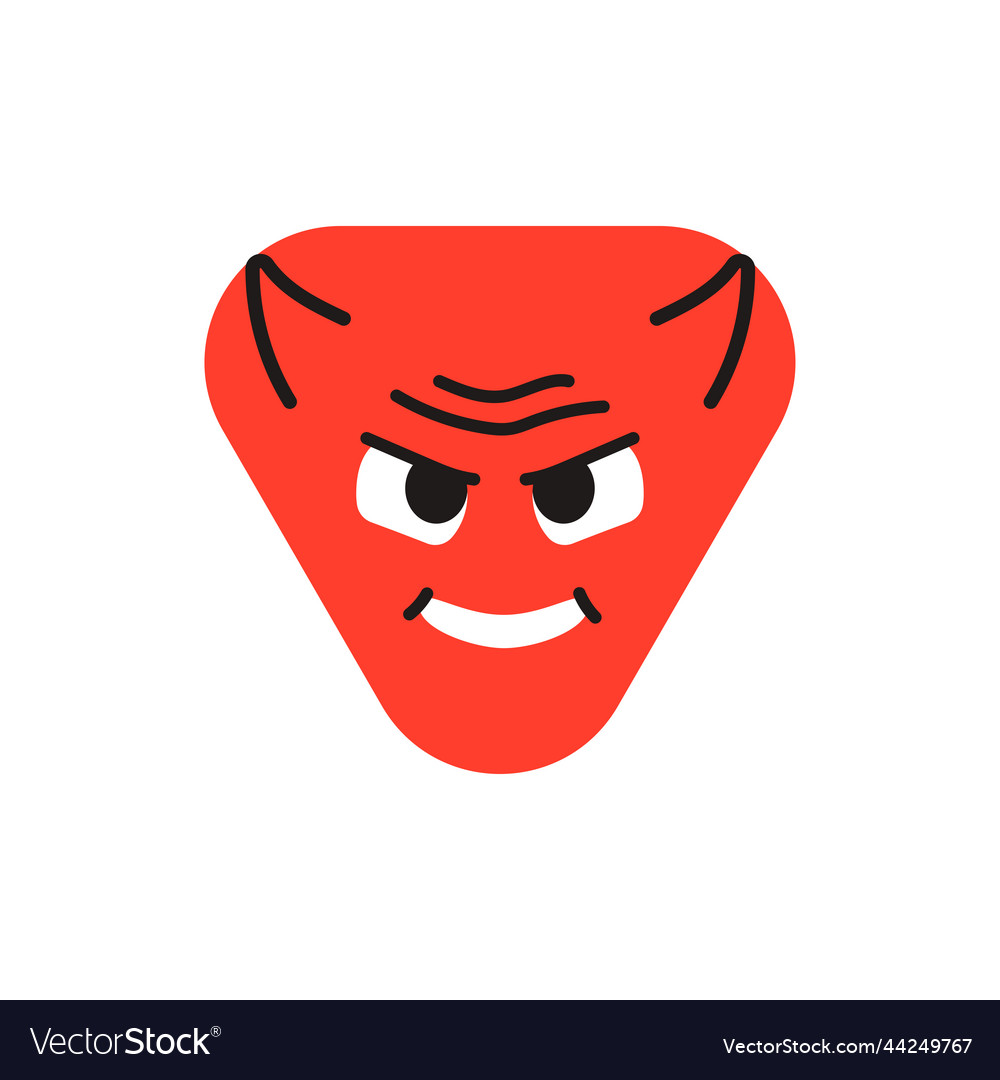 Red triangular gloating character color line icon vector image Red triangular gloating character color line icon