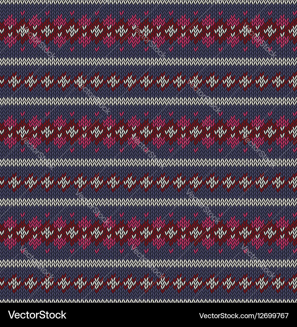 Seamless knitted pattern on blue background Vector Image