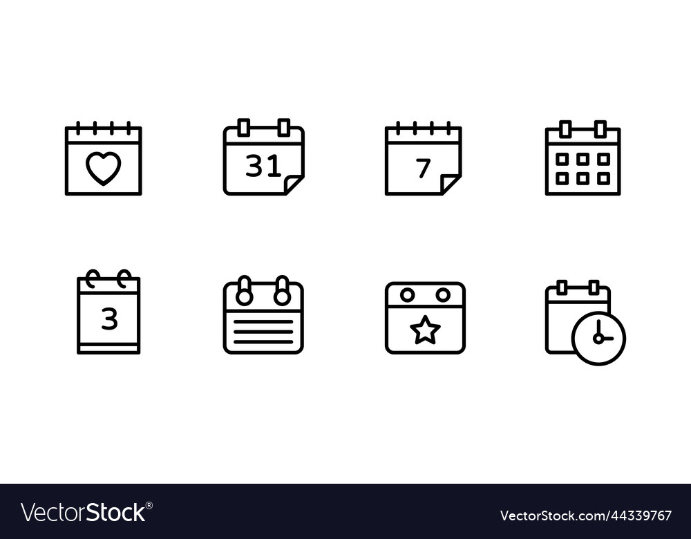 Set collection of calendar icons symbols