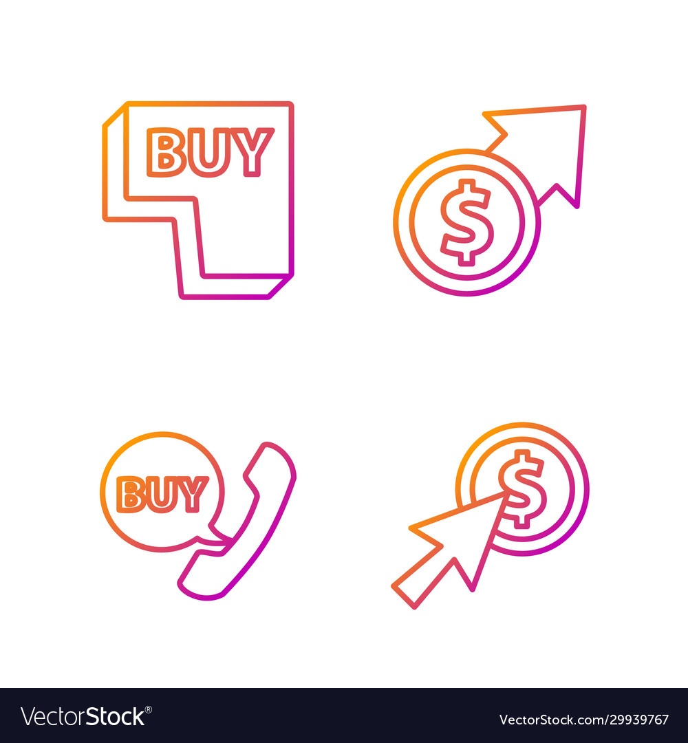 Set line cursor and coin phone speech bubble