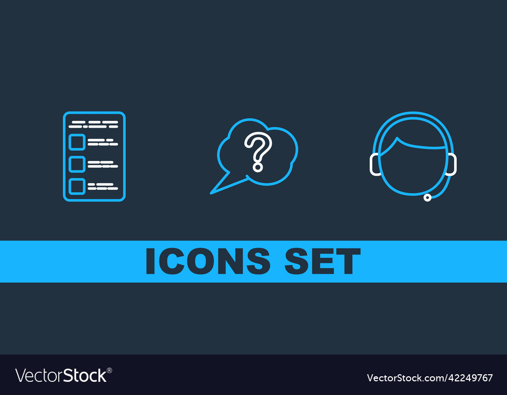 Set line man with a headset create account screen Vector Image Set line man with a headset create account screen