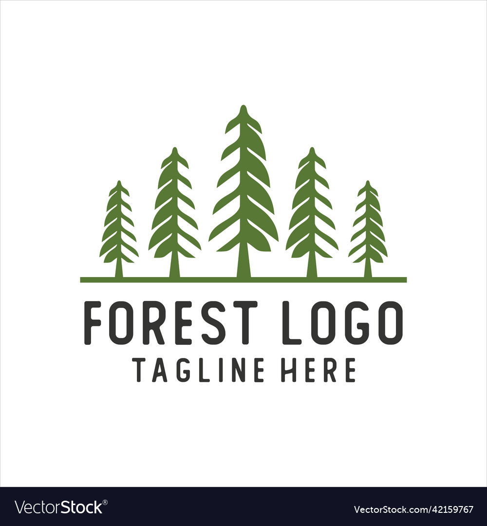 Simple flat pine forest logo Royalty Free Vector Image