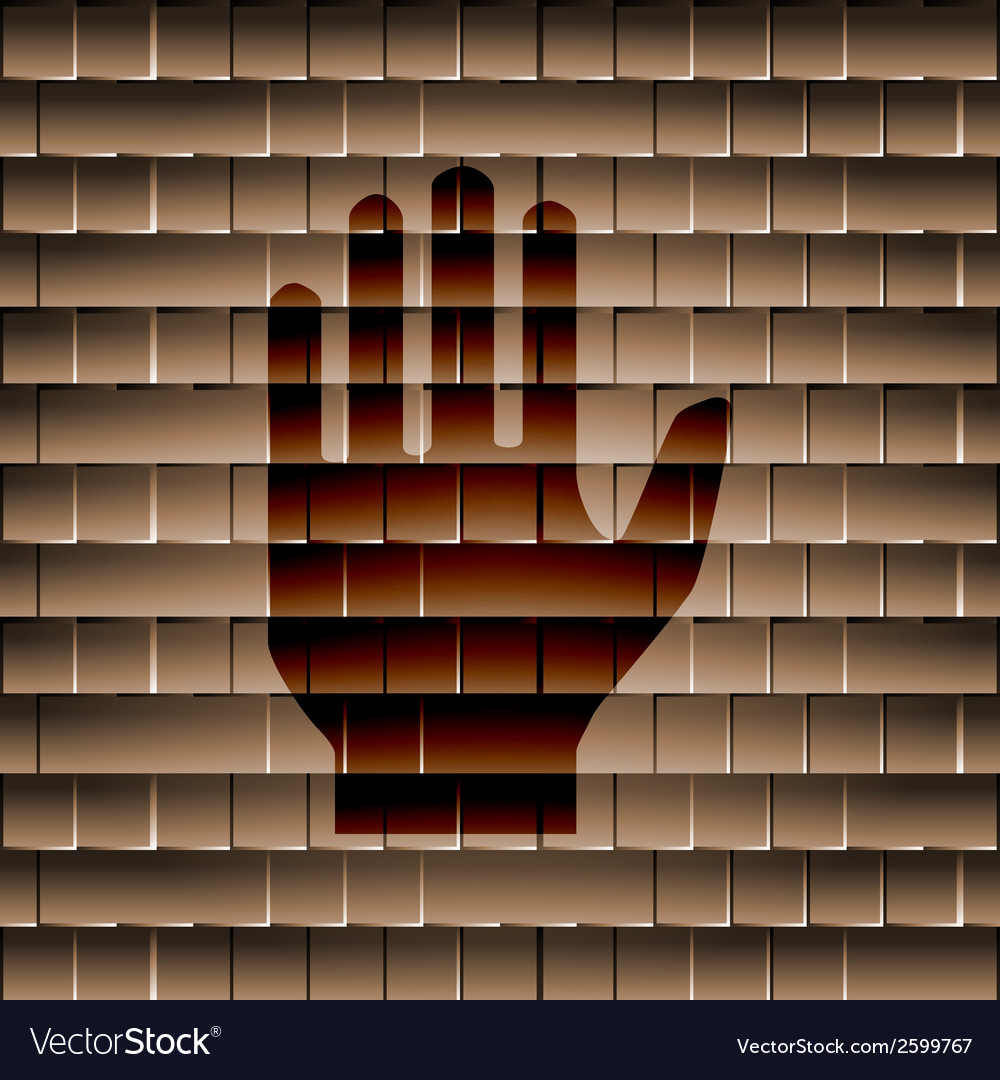 Stop hand flat modern web button and space