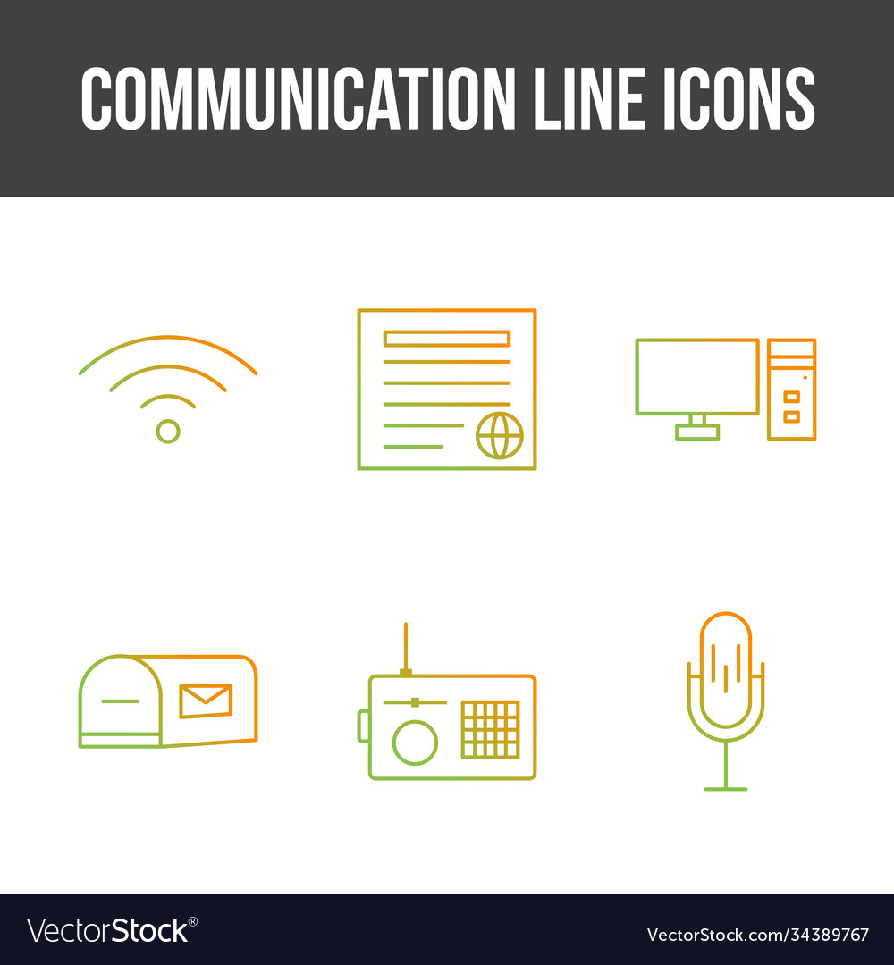 Unique communication line icon set