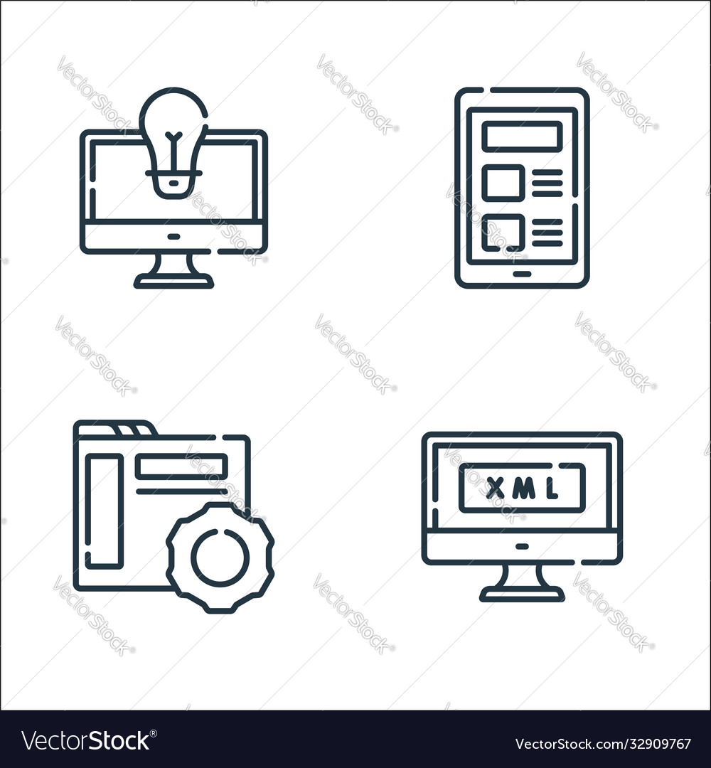 Web development line icons linear set quality Vector Image Web development line icons linear set quality