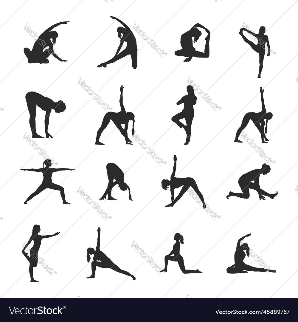 Woman yoga silhouettes yoga silhouettes Royalty Free Vector