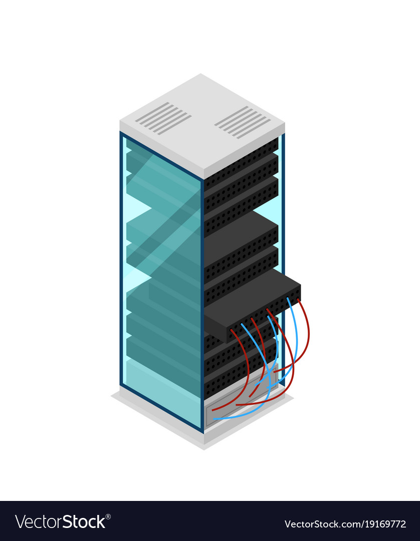 Computer Server Rack Isometric 3d Icon Royalty Free Vector