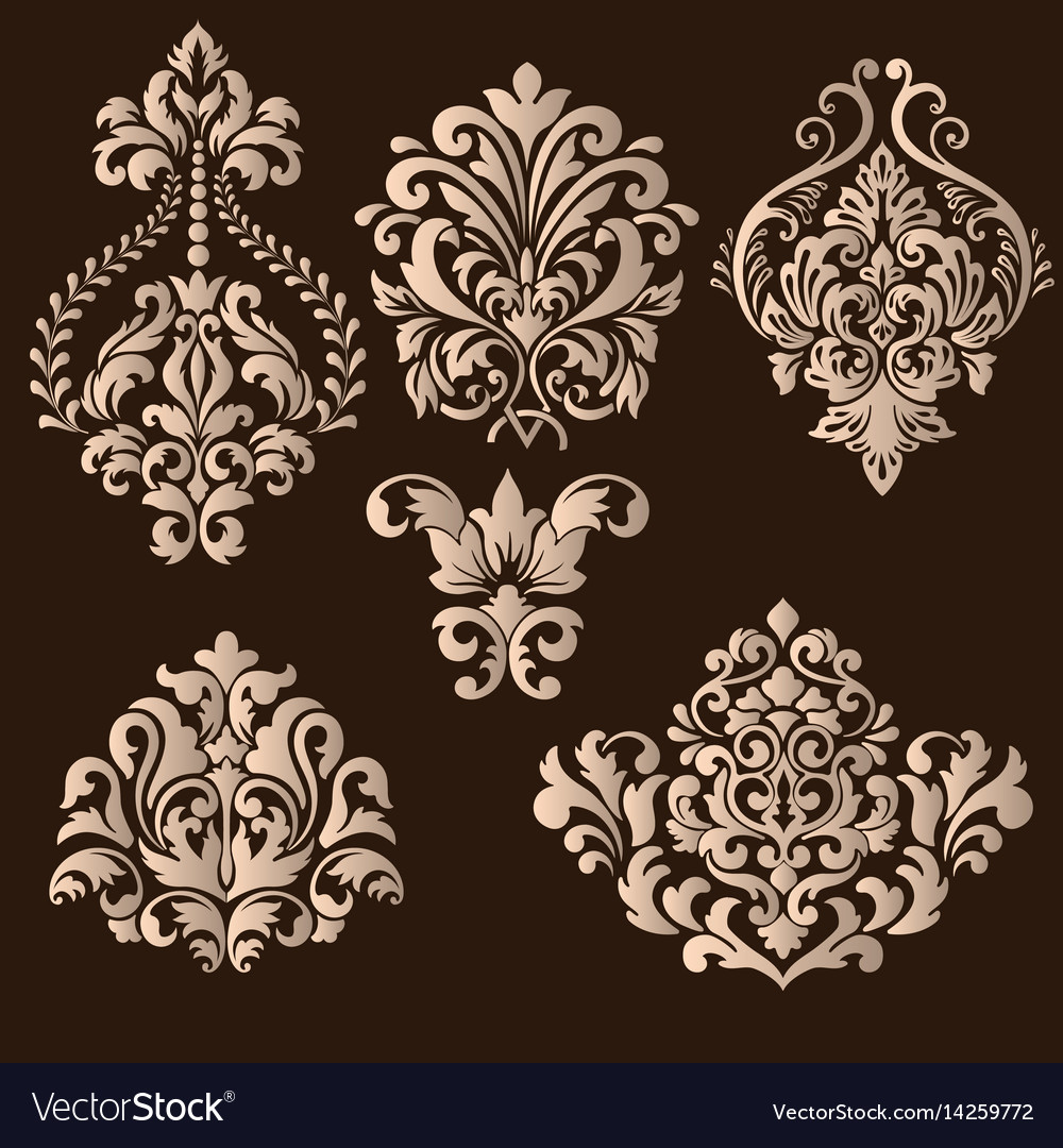 Damask Floral Ornament Set