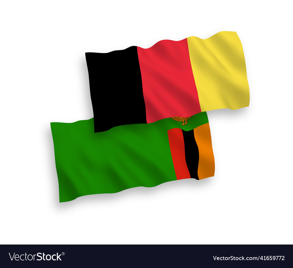 Flaggen von Belgium und Republik zambia auf einem weißen