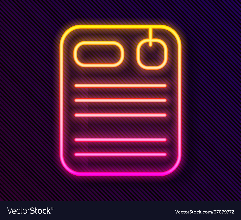 Glowing neon line dossier folder icon isolated