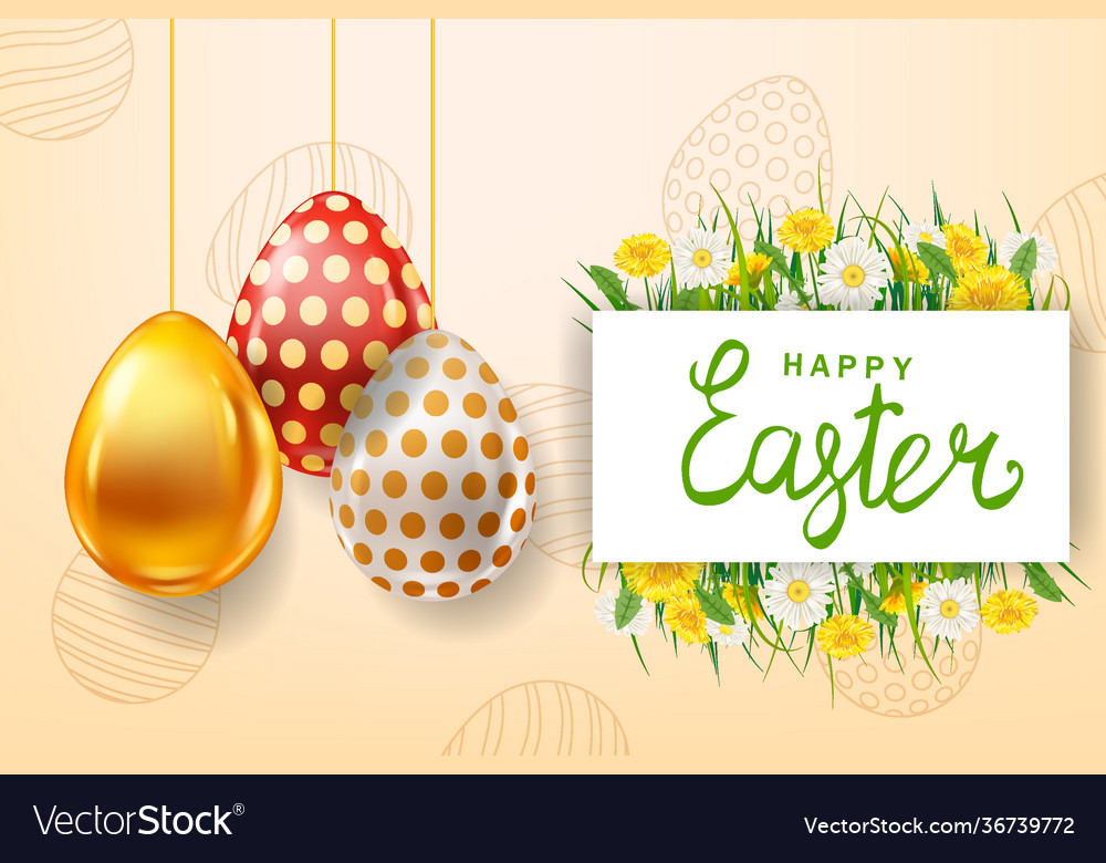 Happy easter colored eggs banner template