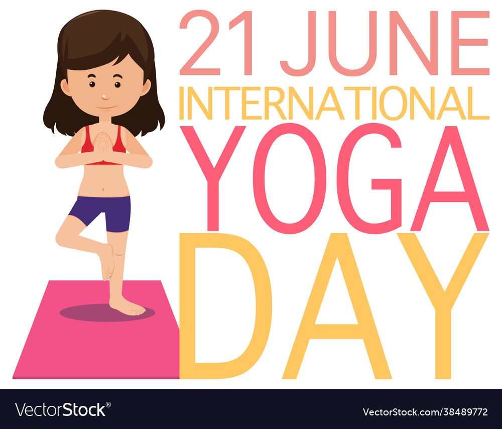 International yoga day june 21 banner with woman