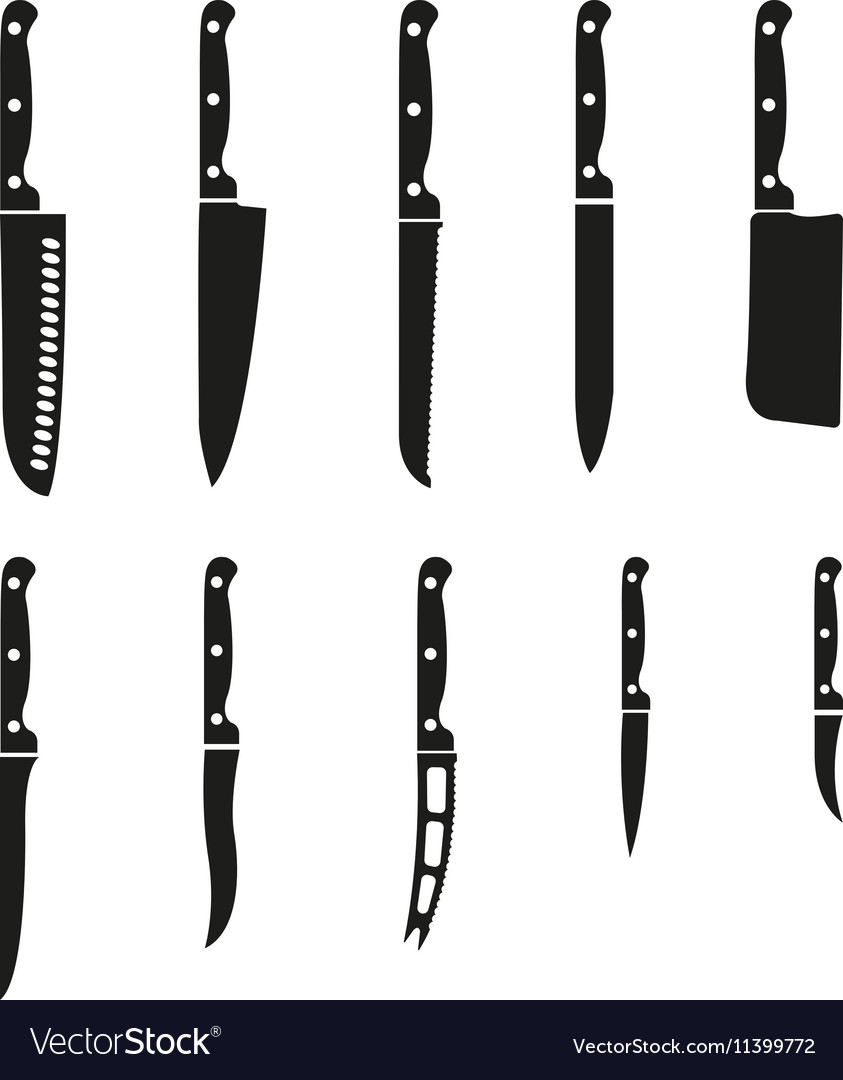 Knife icon set of 10 icons and chef Royalty Free Vector