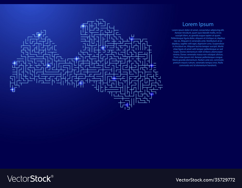Latvia map from blue pattern maze grid vector image Latvia map from blue pattern maze grid