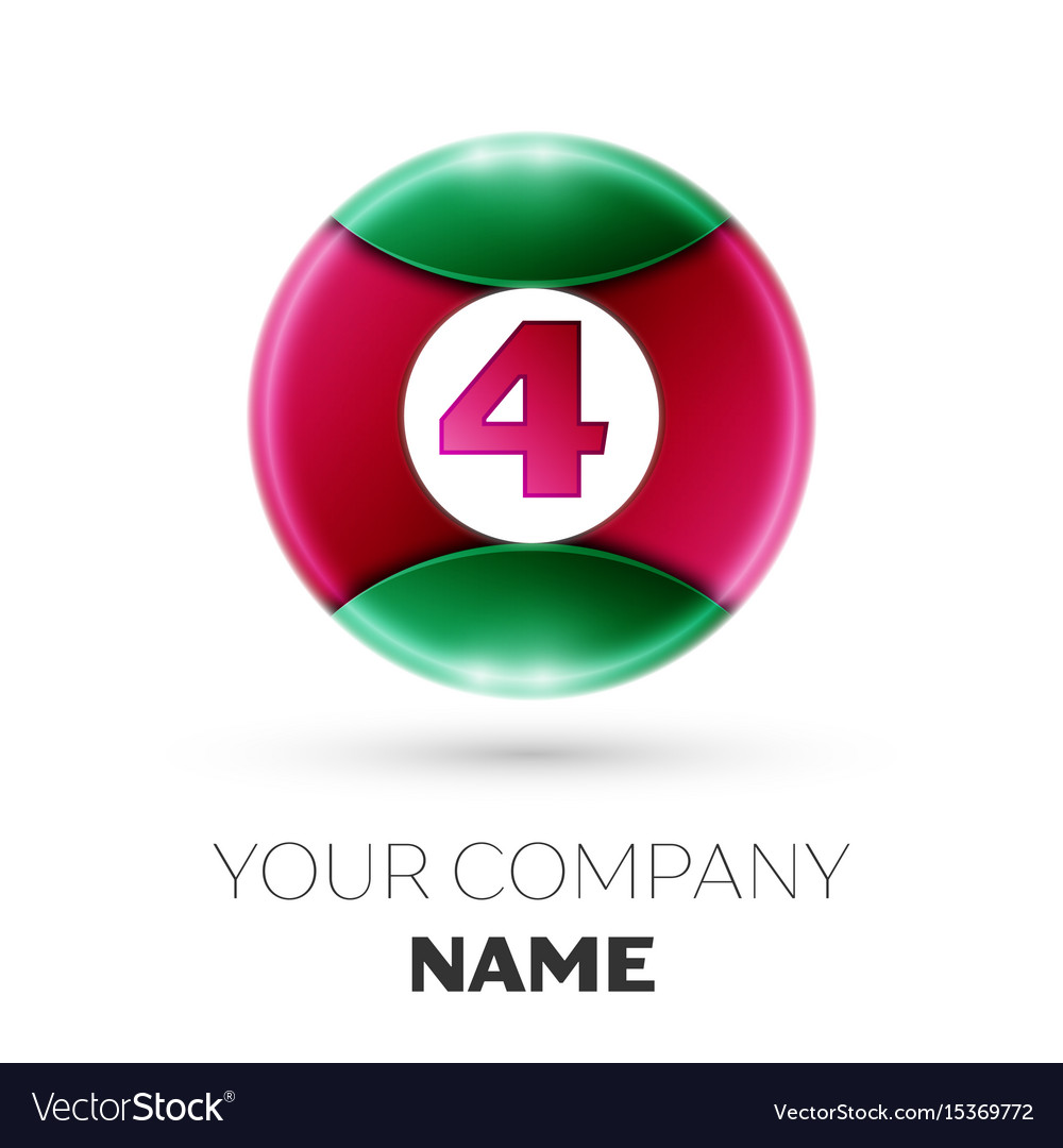 Realistic number four symbol in colorful circle