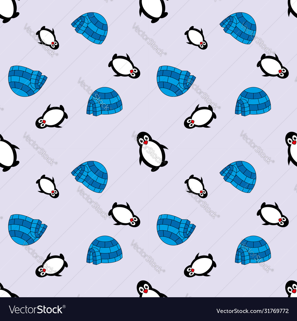 Seamless pattern with penguins penguin background
