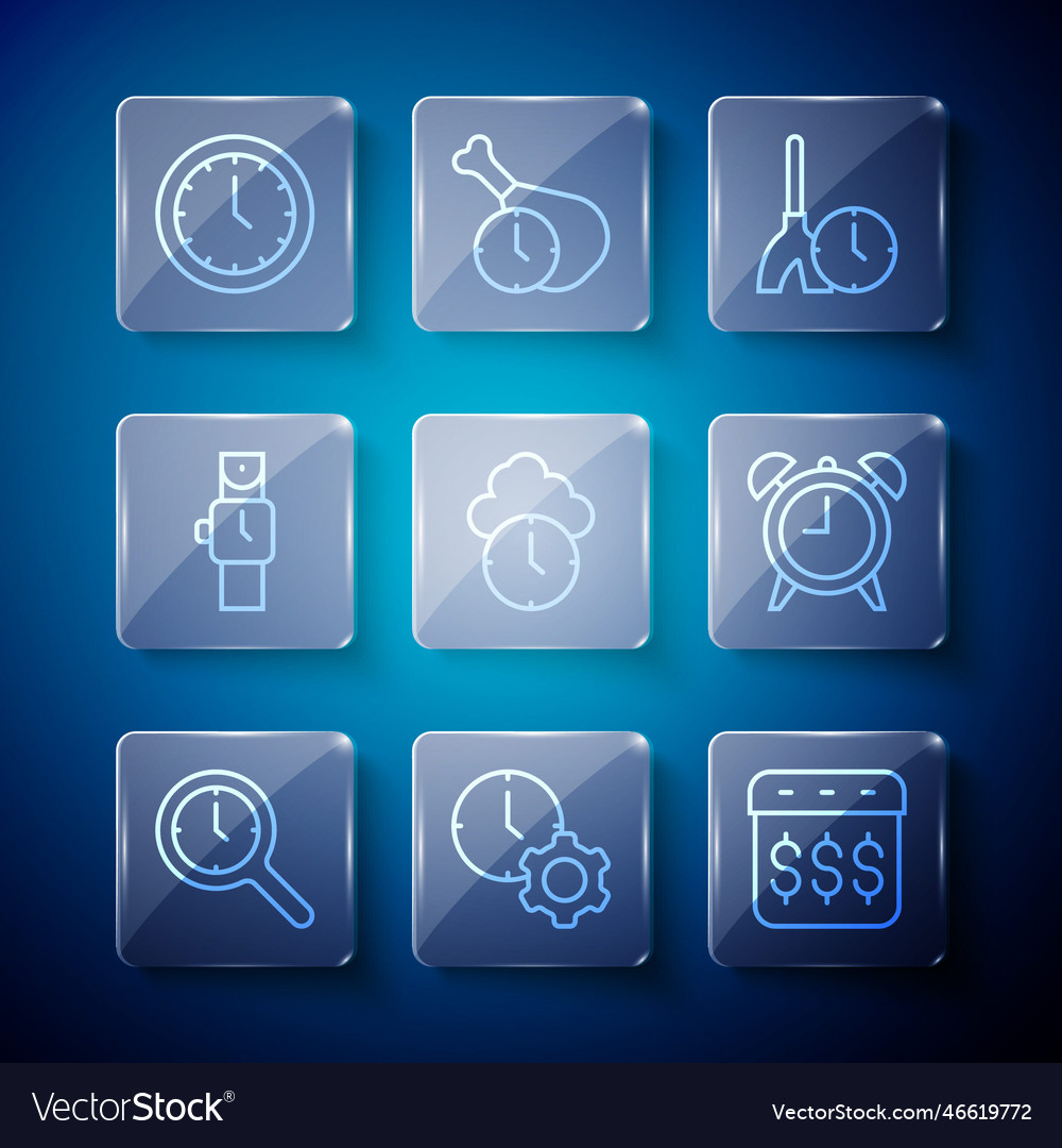 Set line magnifying glass with clock time