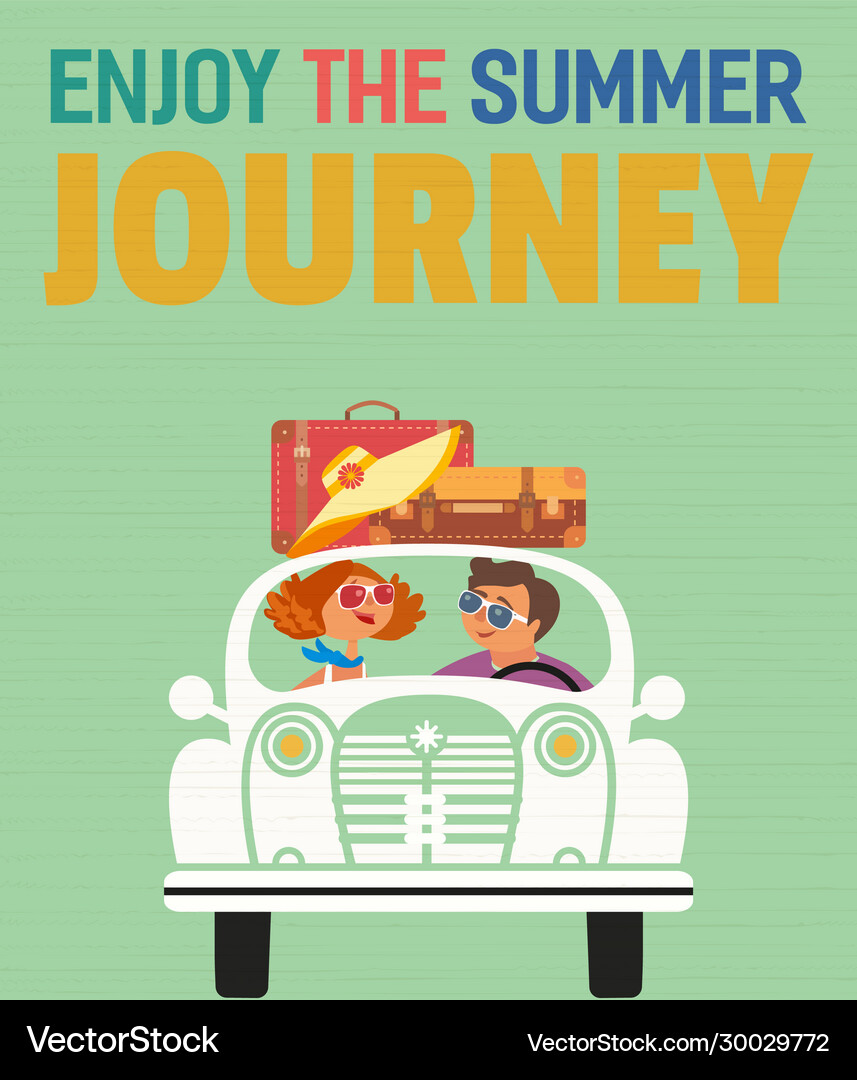 Travelling car poster Royalty Free Vector