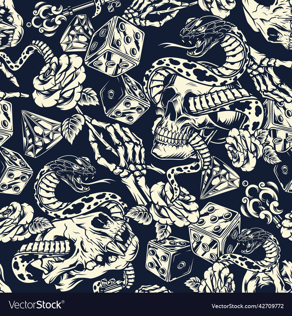 Vintage tattoos seamless pattern