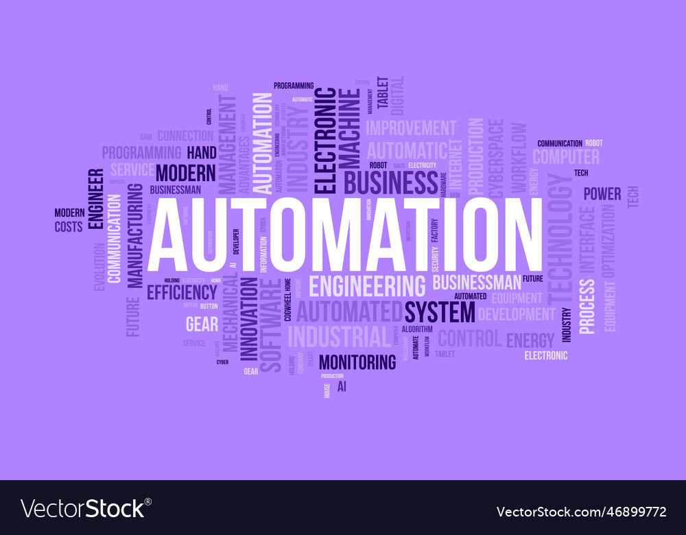 Word cloud background concept for automation Vector Image
