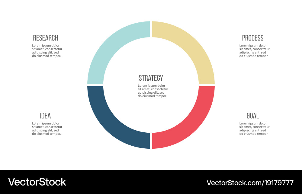 Business infographics pie chart with 4 sections Vector Image