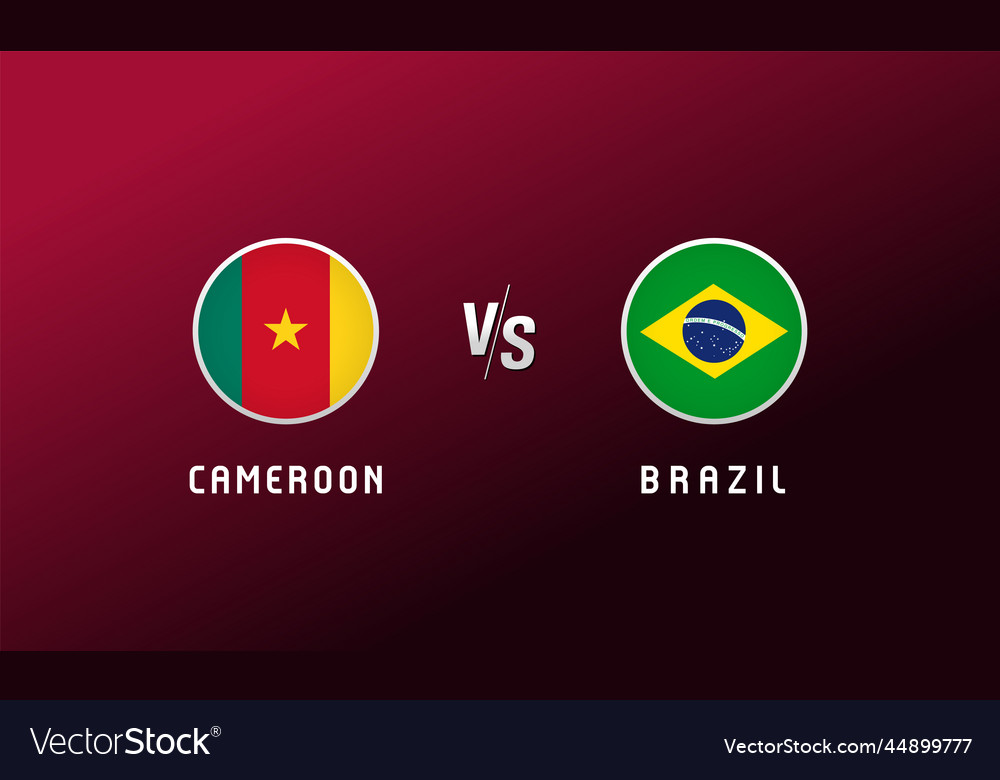 Cameroon vs brazil flag round emblem Royalty Free Vector