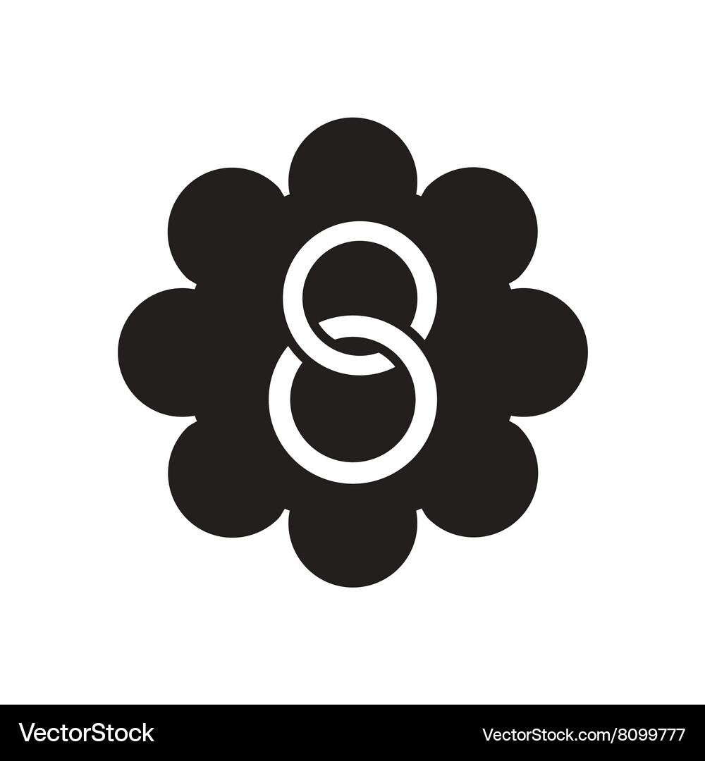 Flat icon in black and white flower Royalty Free Vector