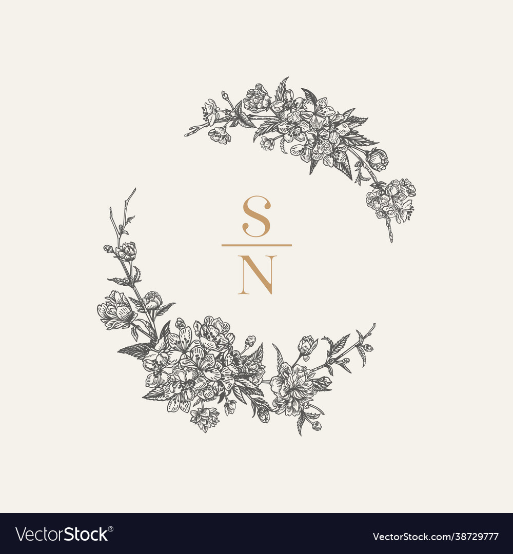 Floral wreath black and white Royalty Free Vector Image