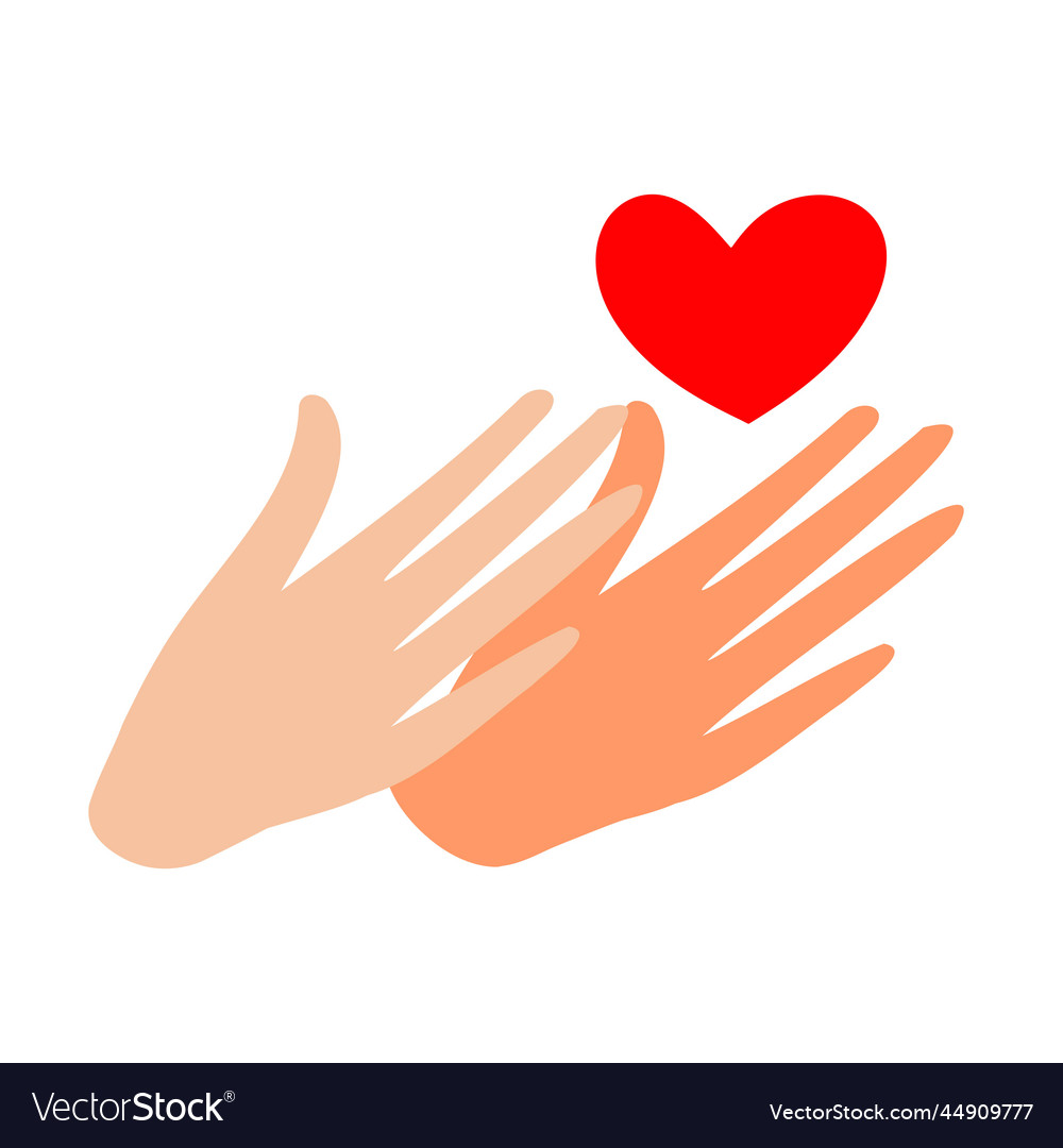 Hands holding the heart icon isolated