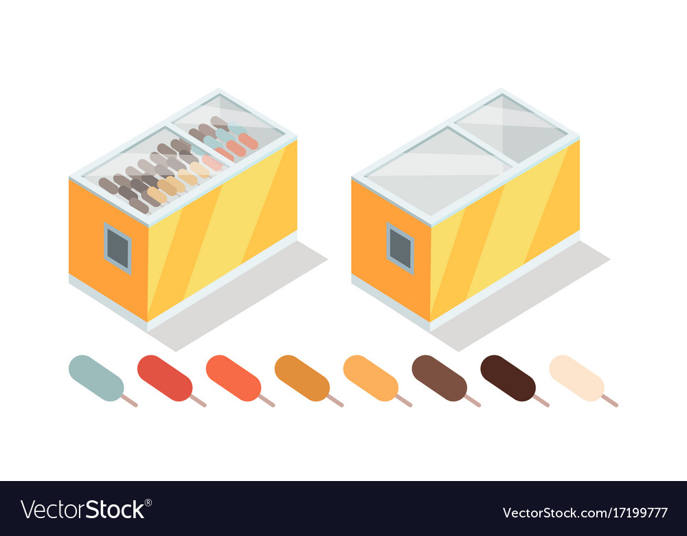 Ice-cream in groceries freezer isometric